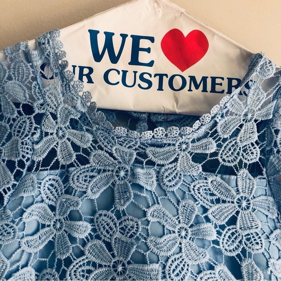 Rare Editions Lace and Illusions Blue Big Girl’s Dress Size 10 - Picture 3 of 12